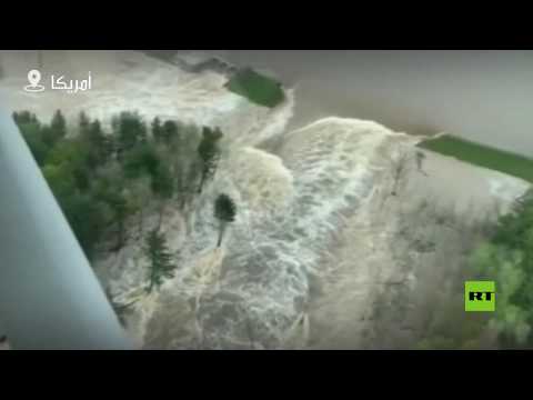 شاهد الفيضانات تُغرق مدينة ميدلاند الأميركية وتُشرد آلاف السكان